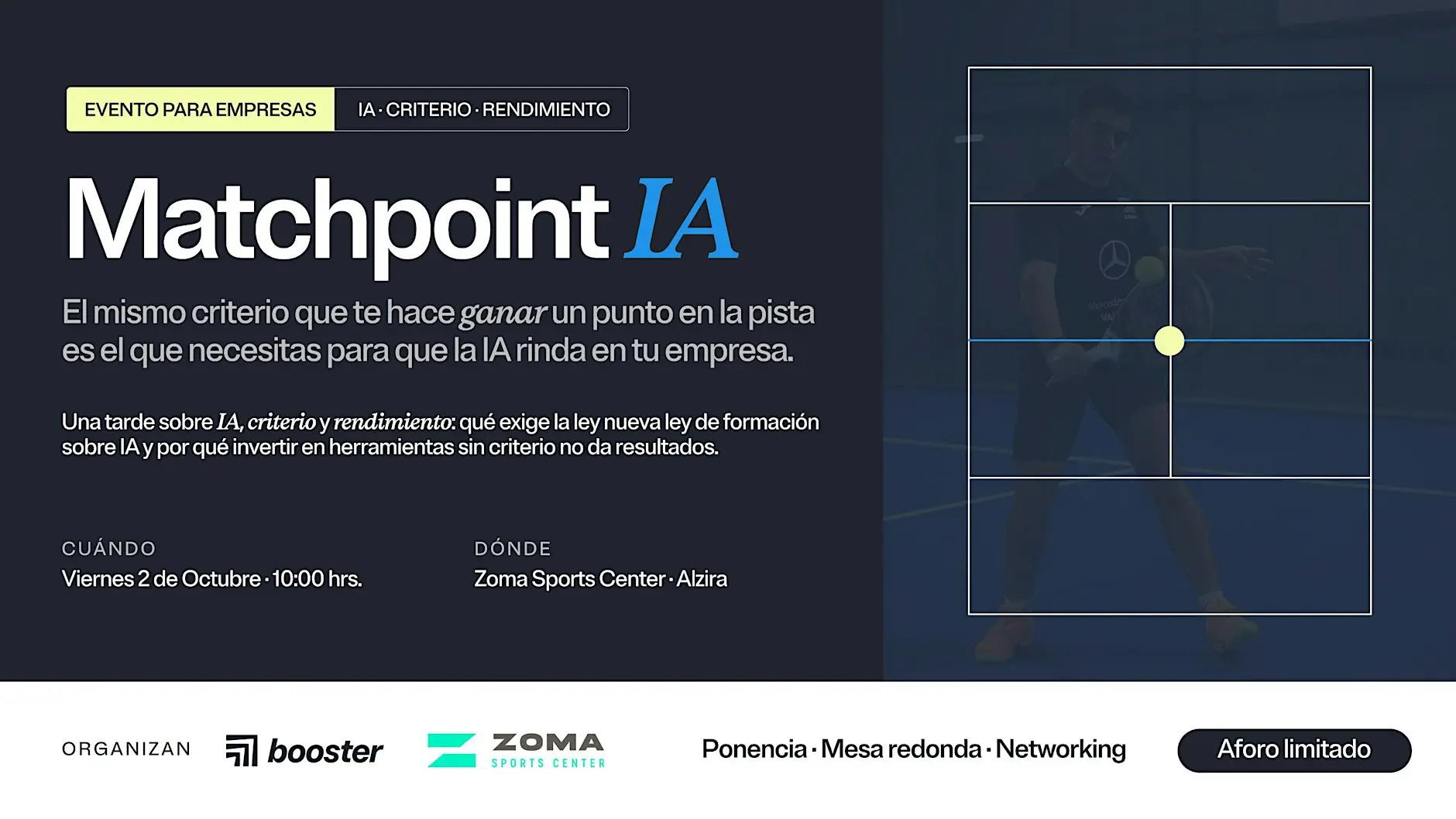 Alzira acollirà el matí del divendres la jornada ‘Matchpoint IA’ sobre formació en gestió i ús correcte d’Intel·ligència Artificial per a empresaris i altres entitats