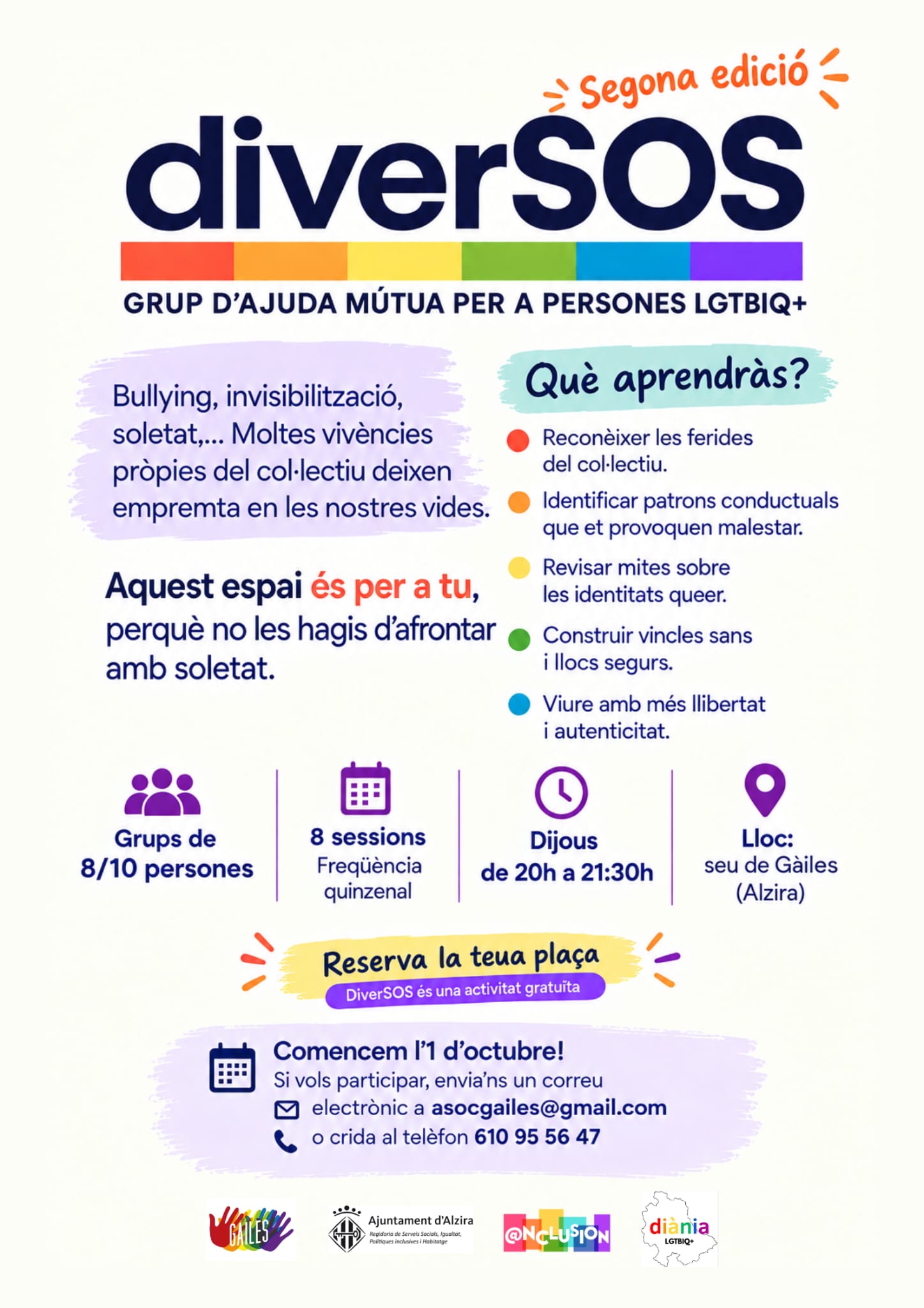 El CIRA amplia a Alzira els espais d’acompanyament al col•lectiu LGTBIQ+ amb DiverSOS i el nou programa DiverSEX