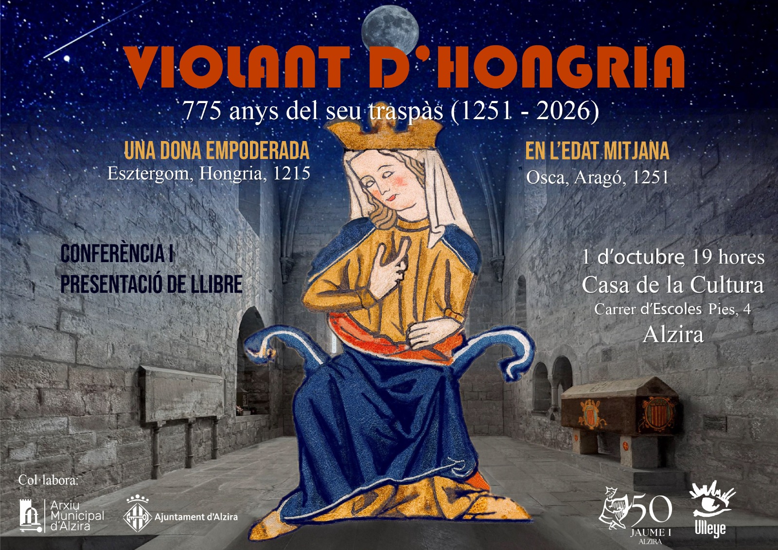 L’Arxiu Municipal organitza el dijous a les 19:00 h a la Casa de la Cultura una conferència sobre Violant d’Hongria, referent de dona empoderada en l’Edat Mitjana