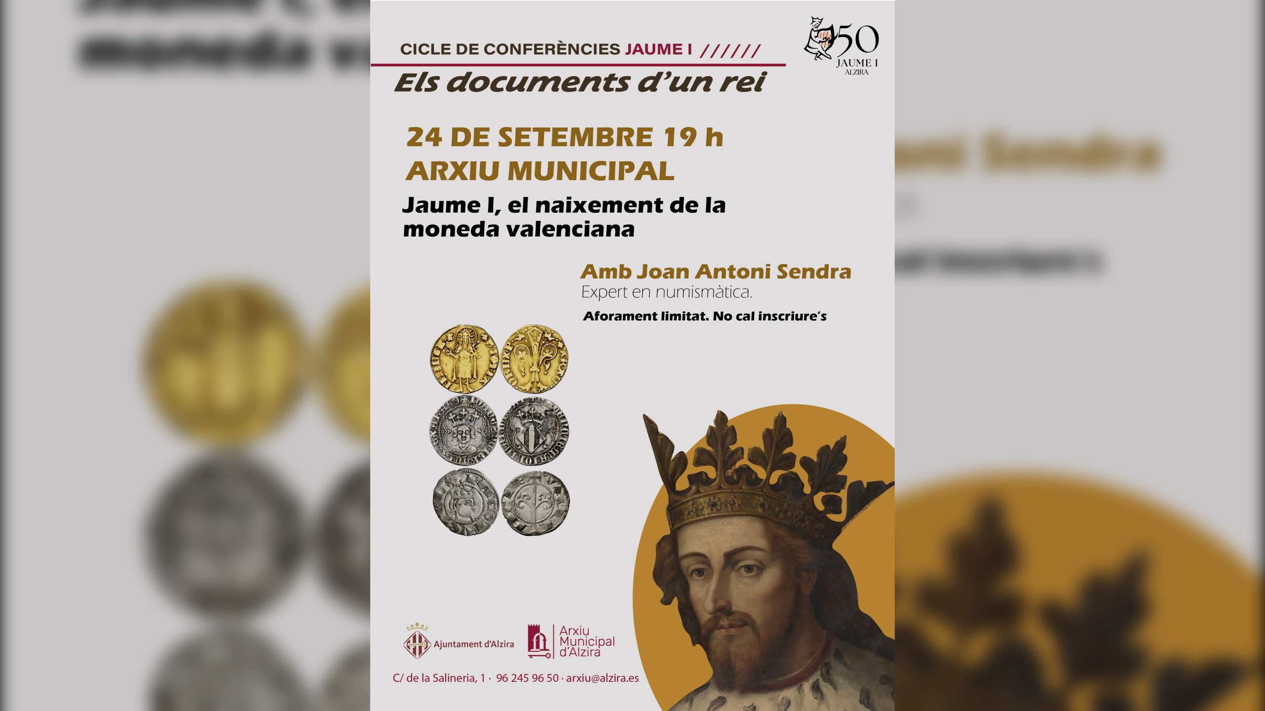 L’Arxiu Municipal porta als centres educatius l’exposició sobre els 150 anys de la ciutat i presenta una nova mostra sobre Jaume I i la moneda valenciana