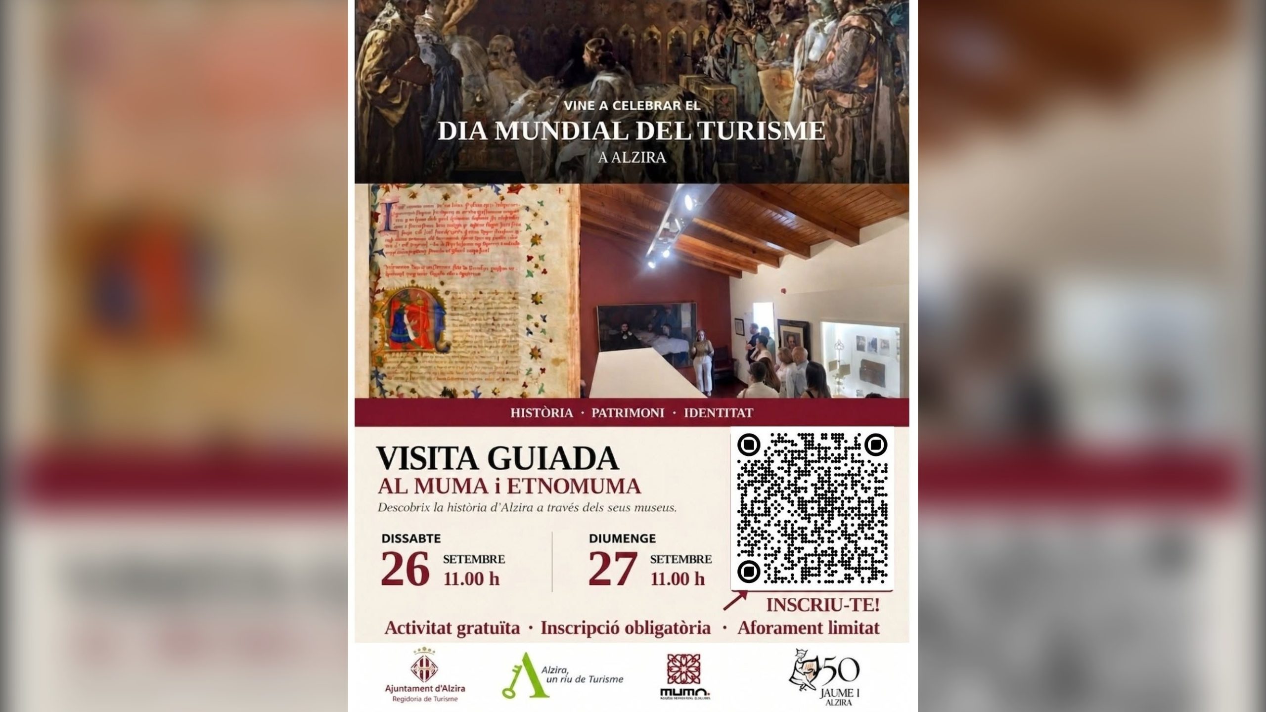 Alzira celebra el Dia Mundial del Turisme amb dos visites guiades al MUMA i l’ETNOMUMA el 26 i 27 de setembre