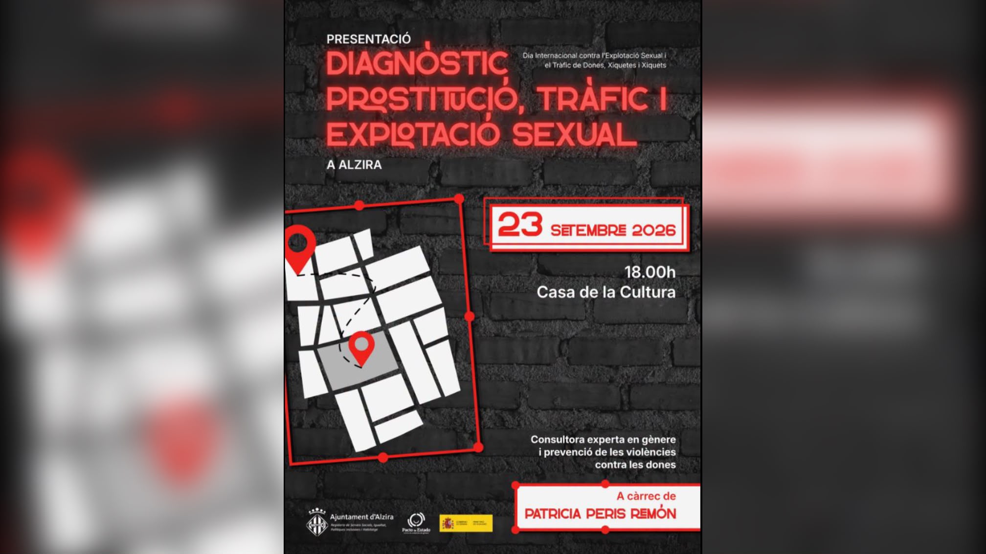 L’Ajuntament d’Alzira presenta demà a la Casa de la Cultura un diagnòstic sobre la prostitució, el tràfic i l’explotació sexual al municipi