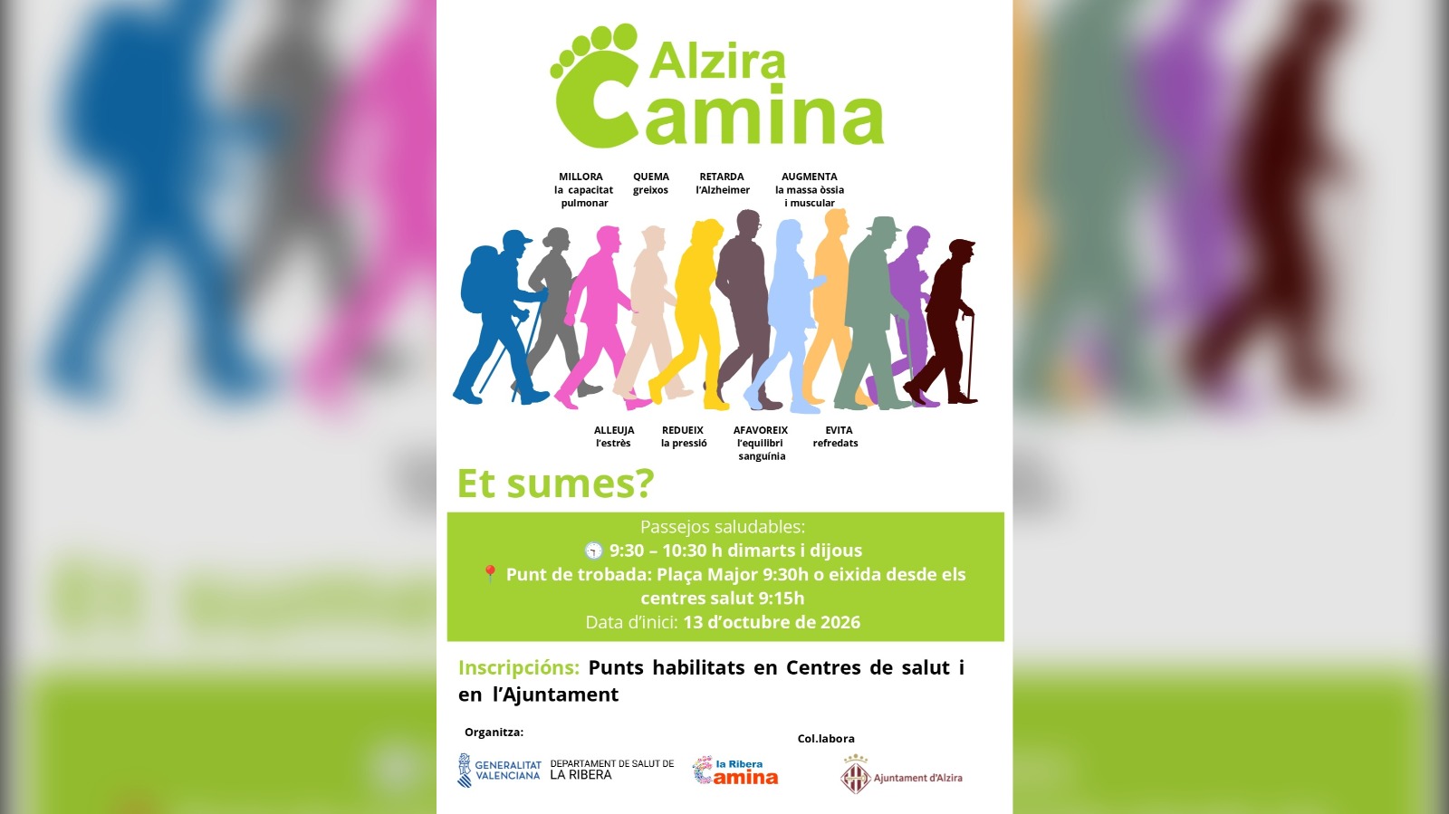 Alzira Camina organitza passejos saludables els matins dels dimarts i dijous per cuidar la salut dels veïns i veïnes de la ciutat