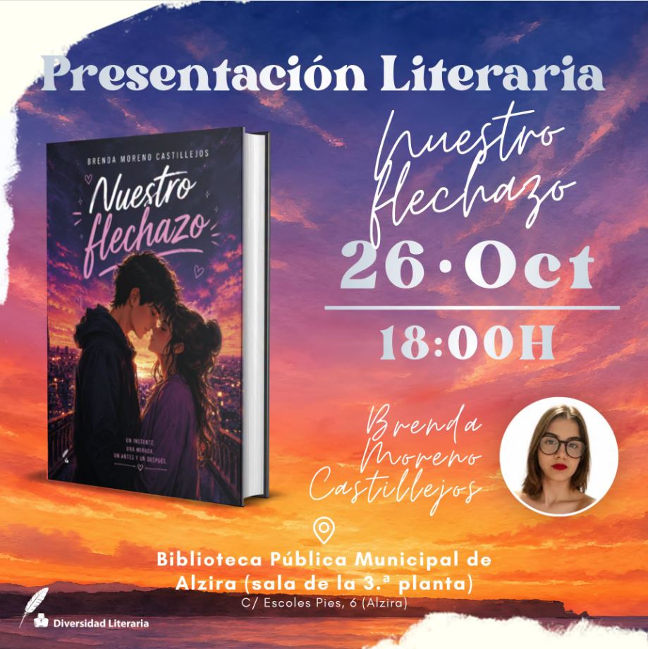 La biblioteca d’Alzira acull esta vesprada la presentació de la novel·la ‘Nuestro Flechazo’, de Brenda Moreno