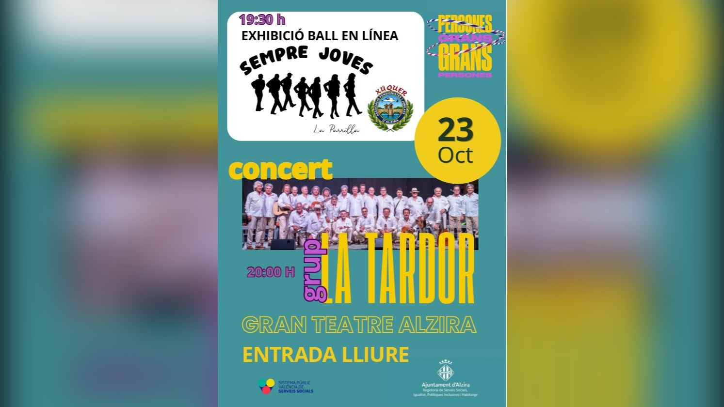 Els actes ajornats de la setmana de les Persones Grans es realitzaran els dies 18 i 23 d’octubre