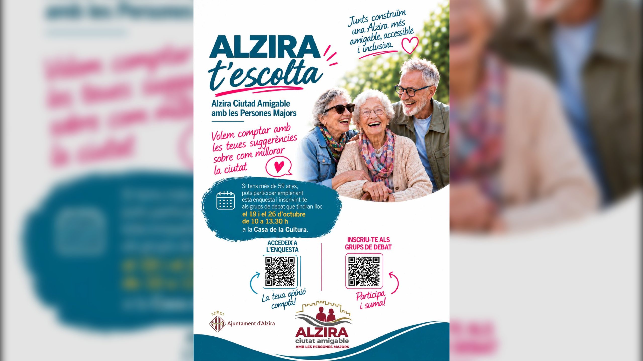 L’Ajuntament d’Alzira inicia el procés per incorporar-se a la xarxa de ciutats amigables amb les persones majors de l’OMS i obri el projecte a la participació ciutadana