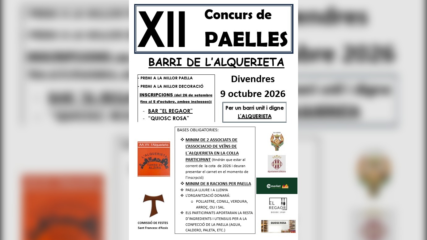 El barri de Sant Francesc d’Assís es prepara per continuar les seues festes amb una nit d’albaes i un concurs de paelles