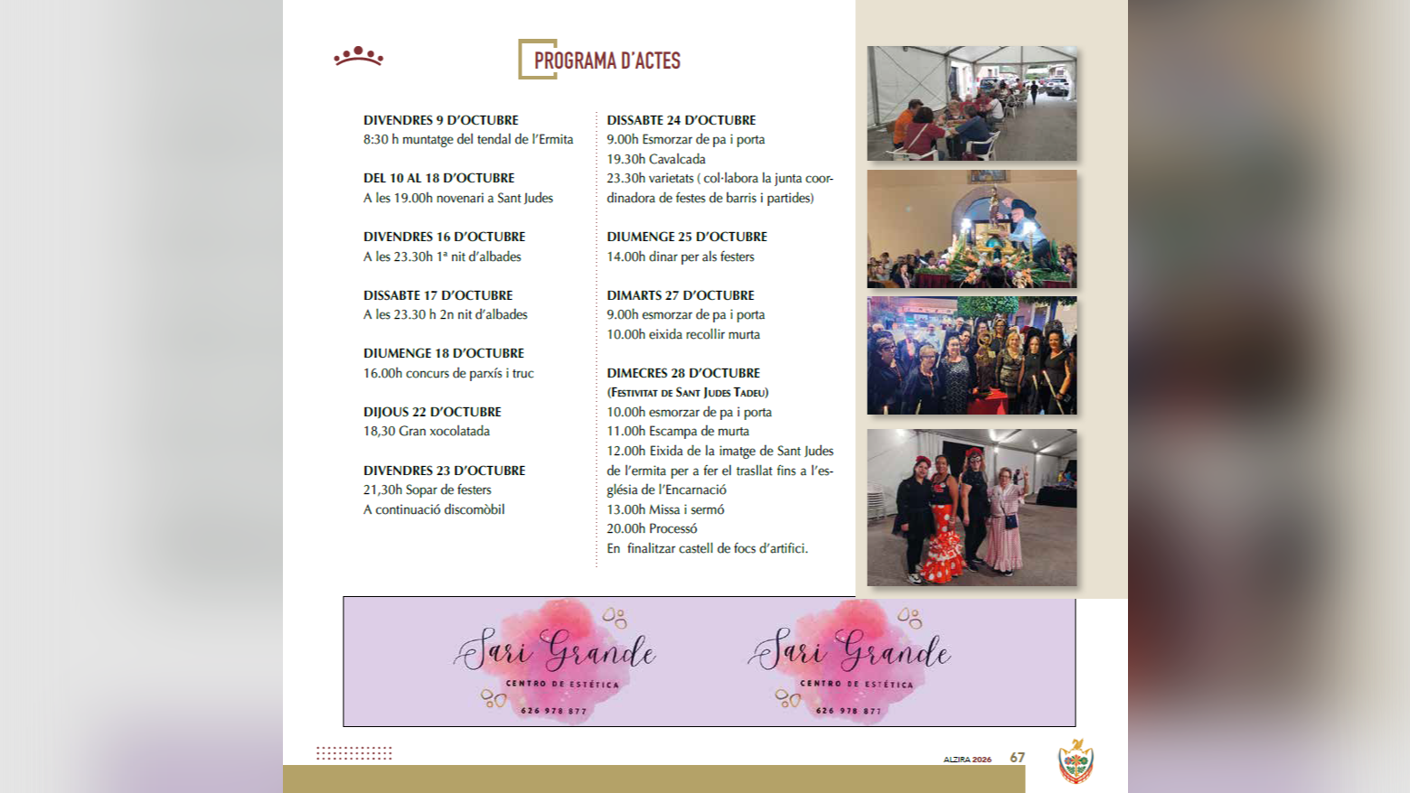 El barri de Sant Judas Tadeu afronta els dies grans de les seues festes amb el Dia del Patró i la Processó