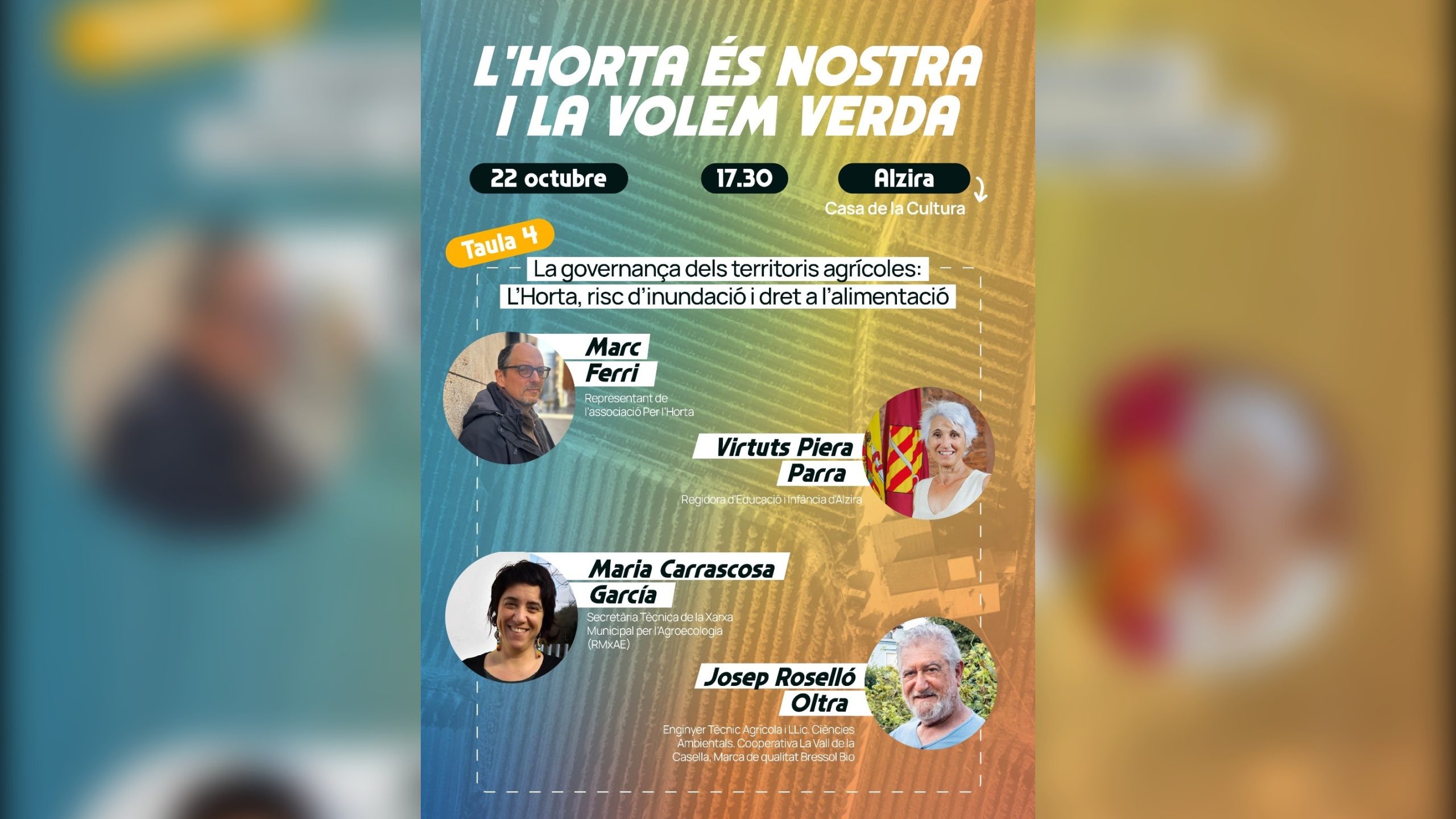 L’horta i la prevenció d’inundacions centren una taula redona esta vesprada a la Casa de la Cultura d’Alzira
