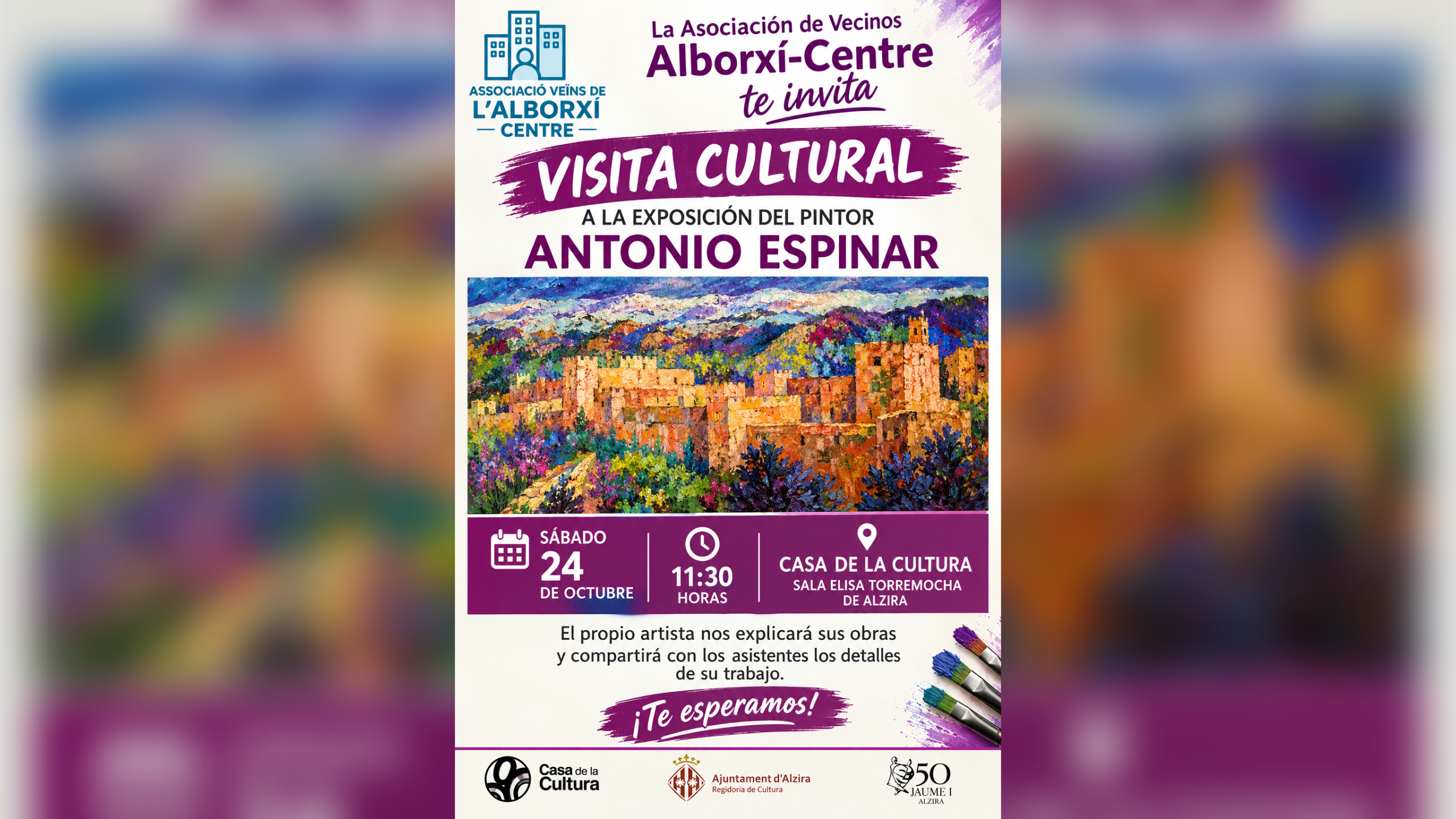 L’Associació de Veïns Alborxí-Centre organitza una visita guiada a l’exposició d’Antonio Espinar