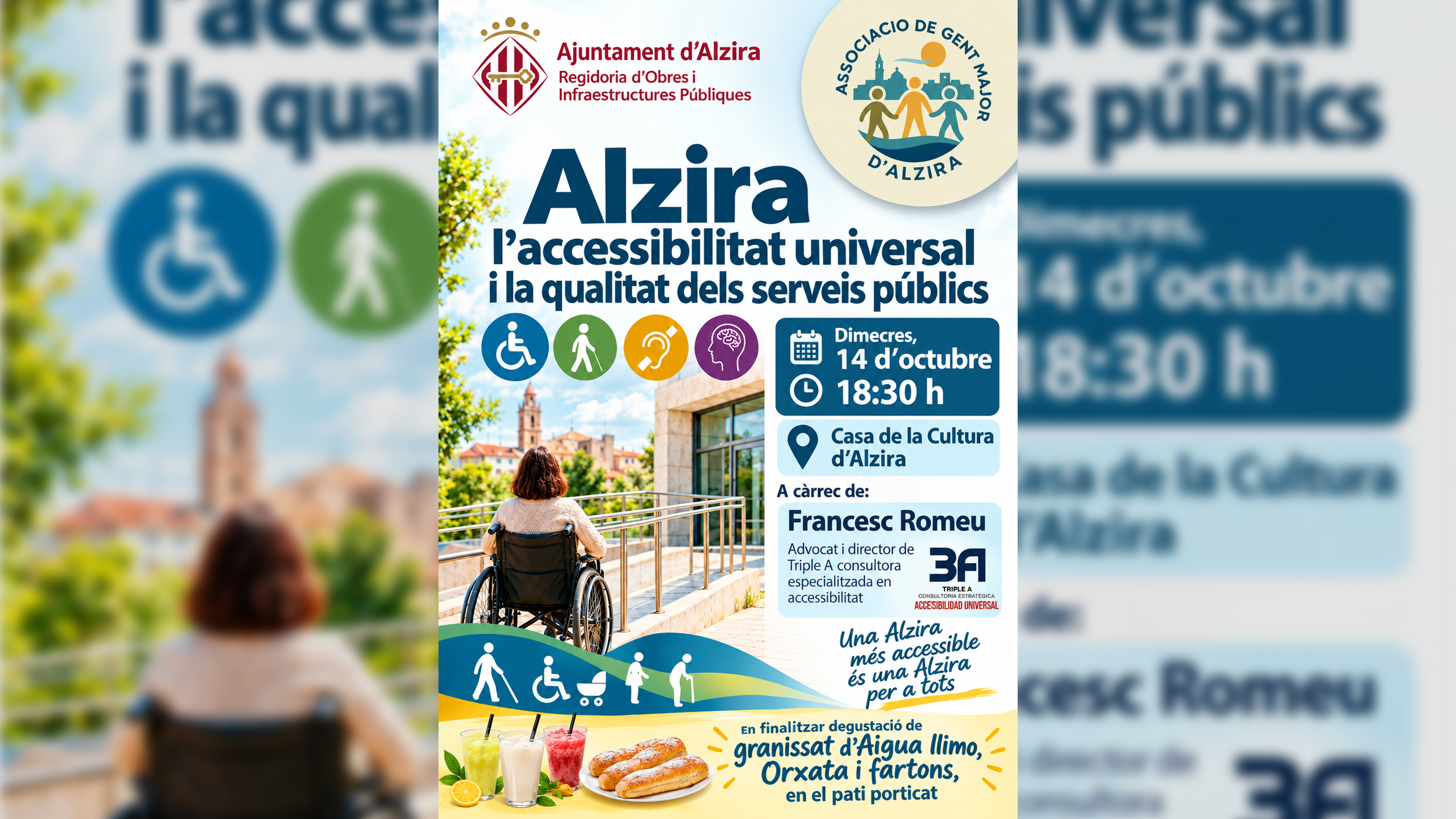 L’associació de Gent Major d’Alzira organitza una xarrada per conscienciar sobre l’accessibilitat universal i la qualitat dels serveis públics