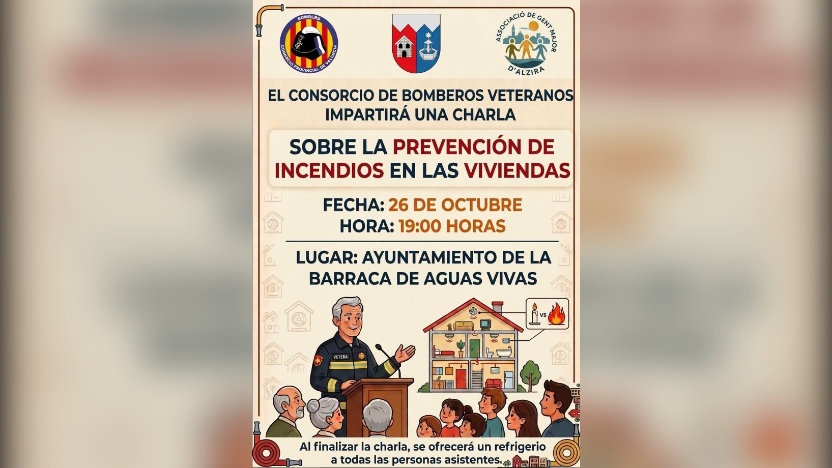 L’Associació de la Gent Major d’Alzira organitza una xarrada en La Barraca d’Aigües Vives sobre la prevenció d’incendis en les vivendes